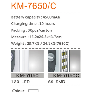 KM-7650 ไฟฉายฉุกเฉิน LED KM-7650 ไฟฉายฉุกเฉิน LED