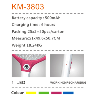 KM-3803 ไม้ตียุง LED อย่างดี KM-3803 ไม้ตียุง LED อย่างดี