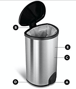 ถังขยะสแตนเลส เปิดปิดอัตโนมัติ Stainless Steel Toe Tap Trash Can ขนาด 12 ลิตร ถังขยะสแตนเลส เปิดปิดอัตโนมัติ Stainless Steel Toe Tap Trash Can ขนาด 12 ลิตร